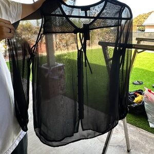 Joie Black Sheer Blouse with Beaded Detail